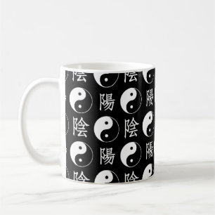 Mug Symbole Yinyang noir Motif de texte chinois