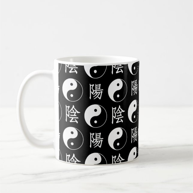Mug Symbole Yinyang noir Motif de texte chinois (Gauche)