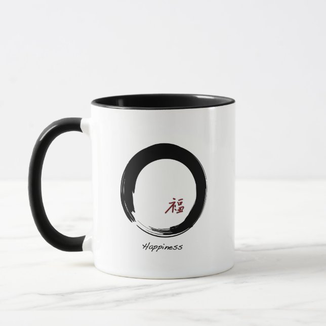 Mug Symbole zen avec le caractère du bonheur (Gauche)