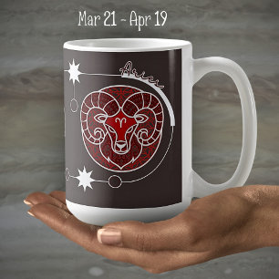 Mug SYMBOLE Zodiaque Aries Astrologie Mandala Rouge Gr