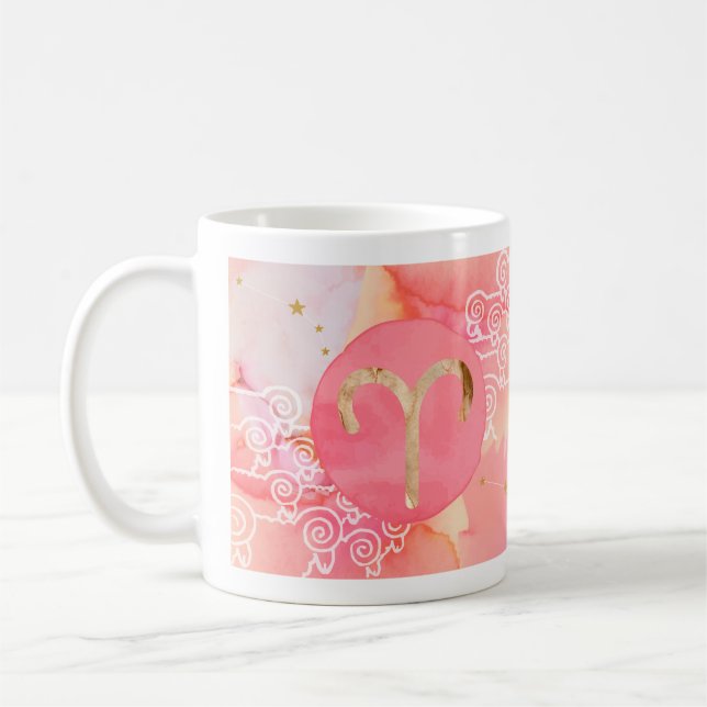Mug SYMBOLE Zodiaque Aries Rouge Aquarelle Astrologie (Gauche)