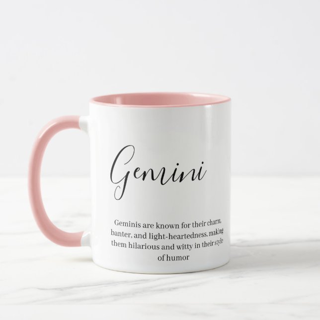 Mug "Symbole Zodiaque Gemini personnalisé Nom et trait (Gauche)