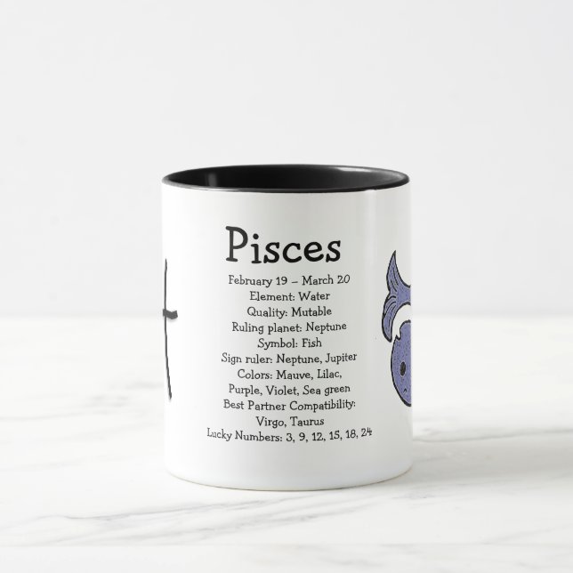 Mug SYMBOLE Zodiaque Horoscope Astrologie Pisces (Centre)
