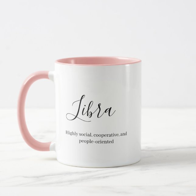 Mug Symbole Zodiaque Libra personnalisé Nom et traits" (Gauche)