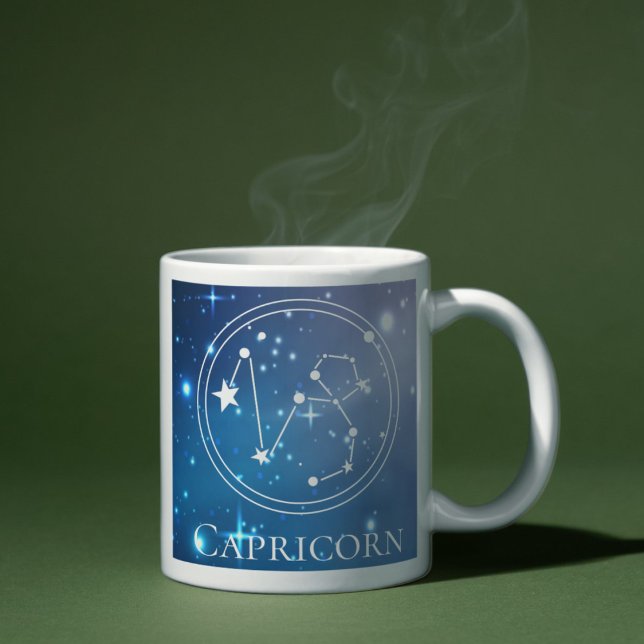 Mug SYMBOLE Zodiaque MACRE CAPRICORN bleu violet Monog (Cute Zodiac Sign CAPRICORN Purple Blue Monogram Mug)