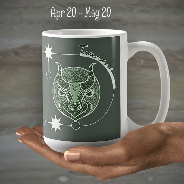 Mug SYMBOLE Zodiaque Taurus Astrologie Mandala Green G (Créateur téléchargé)