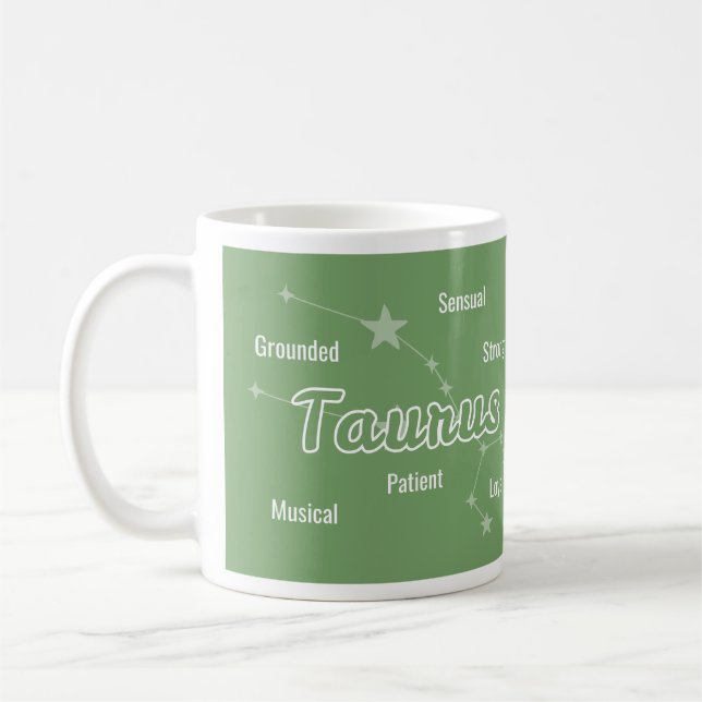 Mug Symbole zodiaque Taurus vert rose (Gauche)