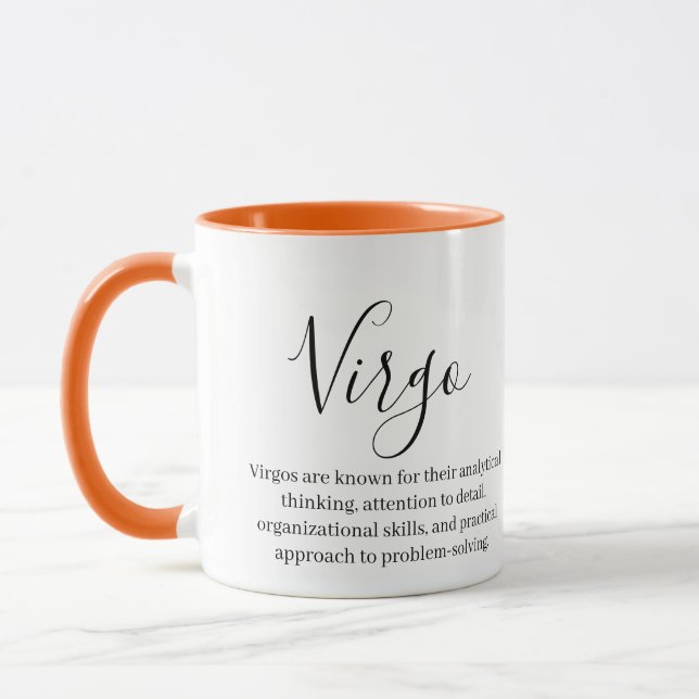 Mug Symbole Zodiaque Virgo personnalisé Nom et traits (Gauche)