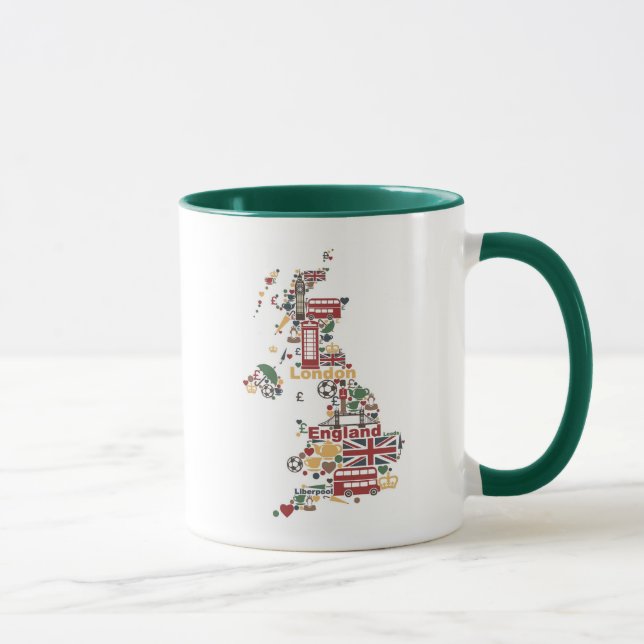 Mug Symboles de carte de l'Angleterre (Droite)