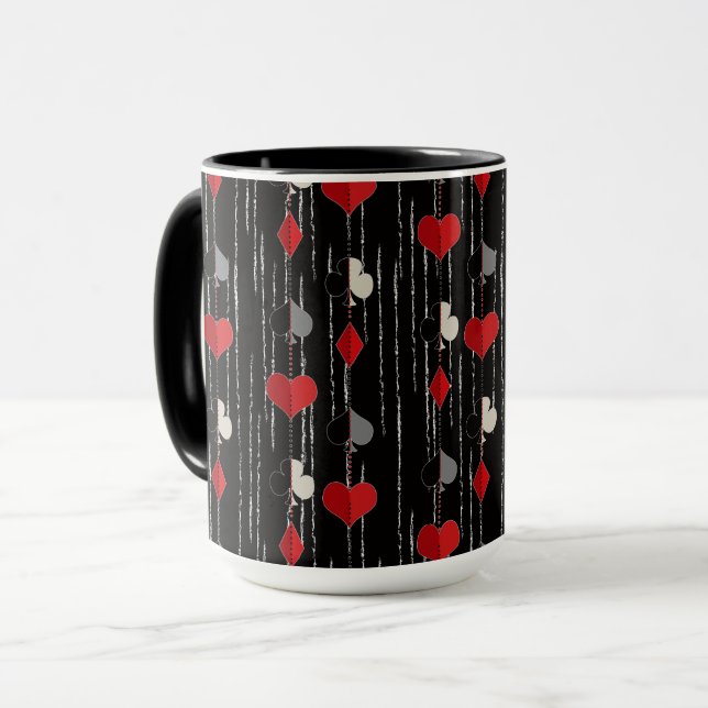 Mug Symboles de cartes à jouer de poker. (Devant gauche)