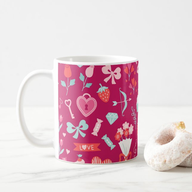 Mug Symboles de la Saint-Valentin Coeur Candy Candy Ca (Avec donut)
