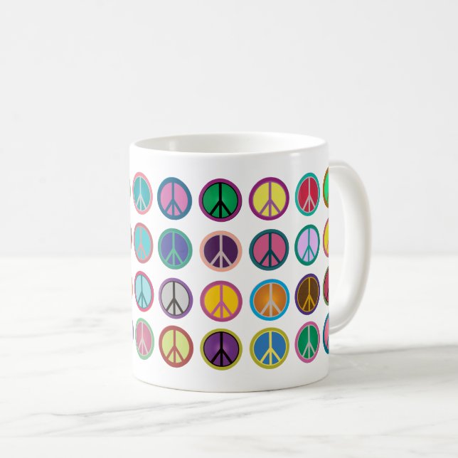 Mug Symboles de paix colorés (Devant droit)