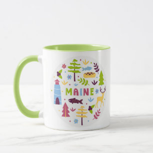 Mug Symboles d'état du thème Vector Art Maine