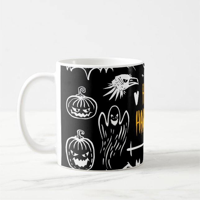 Mug Symboles d'Halloween dessinés à la main, collectio (Gauche)
