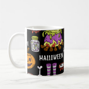 Mug Symboles d'Halloween, thème vintage transparent