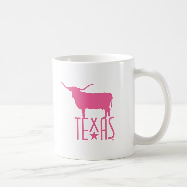 Mug Symboles du Texas, Longhorn, rose (Droite)