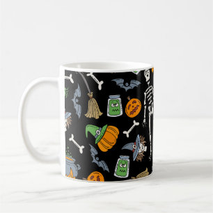 Mug Symboles Halloween Vintage Arrière - plan sans cou