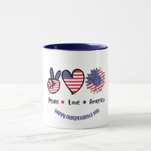 Mug Symboles patriotiques "Peace Love America" Personn