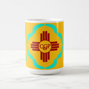 Mug Symboles Red Zia Nouveau-Mexique Plumes turquoise