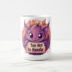 Mug Sympa démon tenant un signe "Trop chaud pour manip