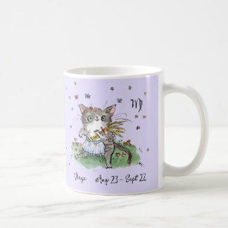 Mug Sympa Virgo Star signe Zodiac Chat avec fleurs