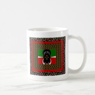 Mug Sympathique Kenyan Hearts drapeau noir rouge vert