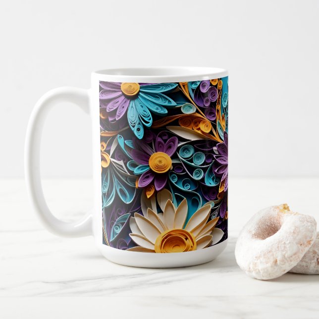 Mug Symphonie florale : papier peint (Avec donut)