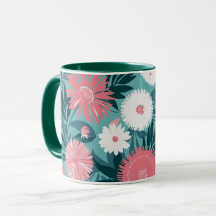 Mug Symphonie florale rose et blanc