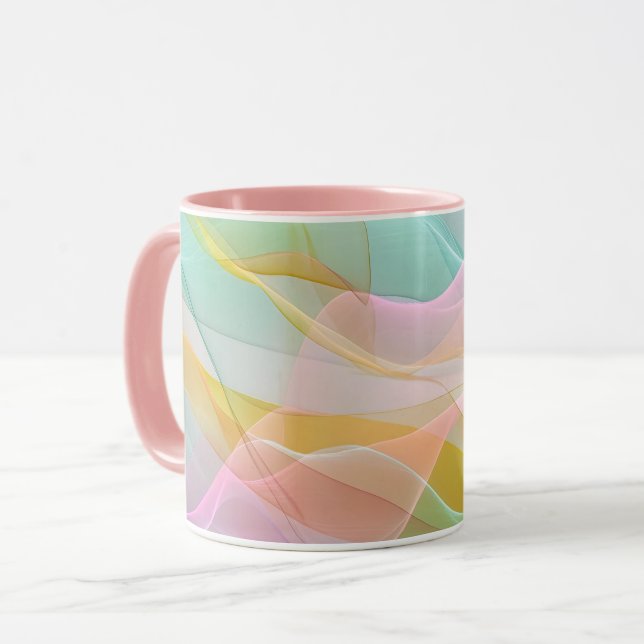 Mug Symphonie pastel de rubans flottants et légers (Devant gauche)