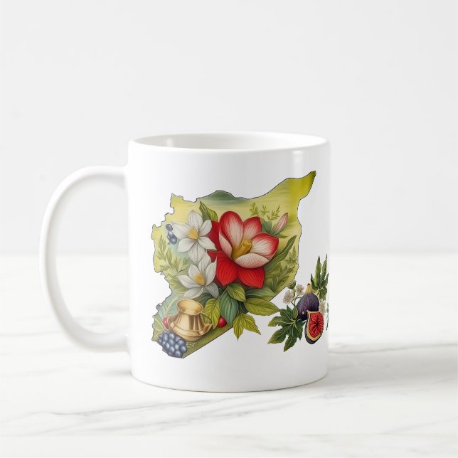 Mug Syrie (Flowers Map) Botanical arrières (en anglais (Gauche)