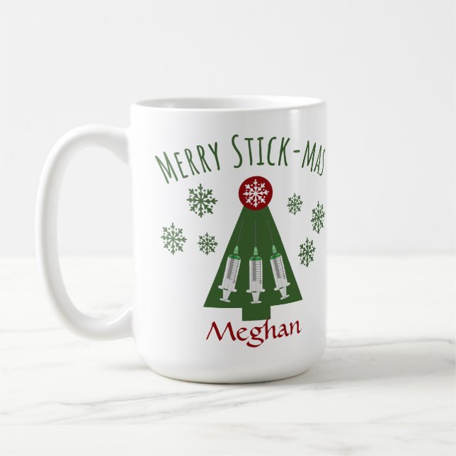 Mug Syringue d'arbre de Noël personnelle phlébotomiste (Gauche)