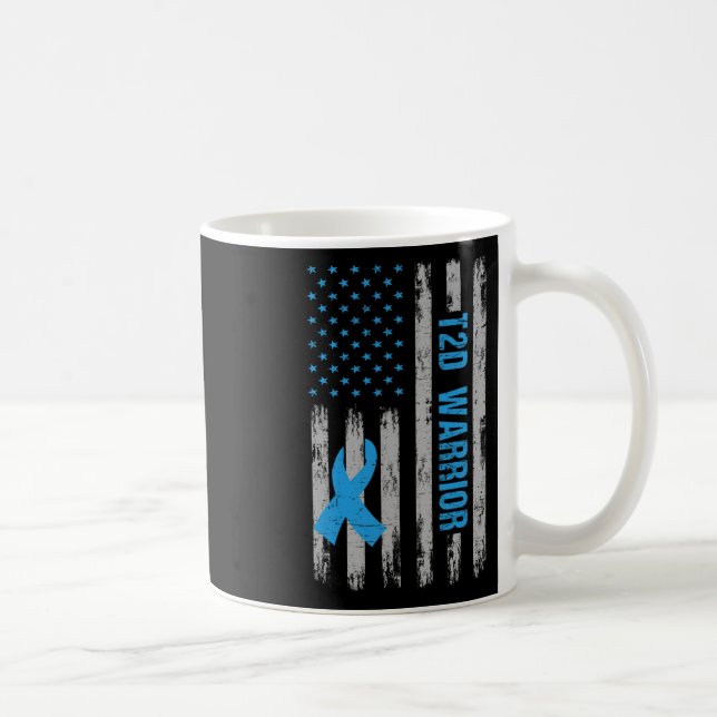 Mug T2d Conscience guerrière Drapeau américain Diabéti (Droite)