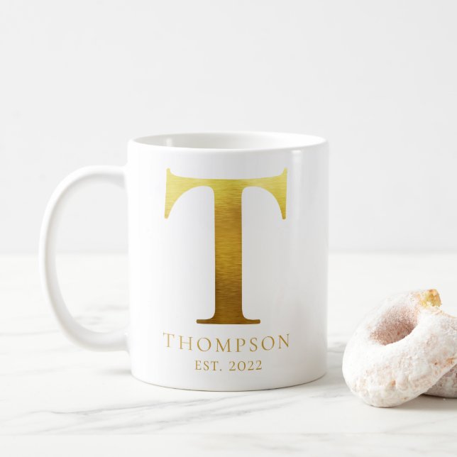 Mug T Monogrammé Métal Brossé Or (Avec donut)