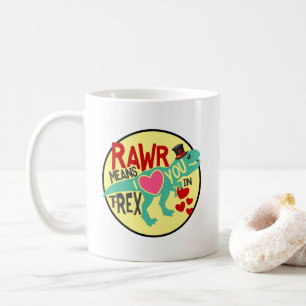 Mug T-Rex dans un Top Hat Rawr signifie que je t'aime