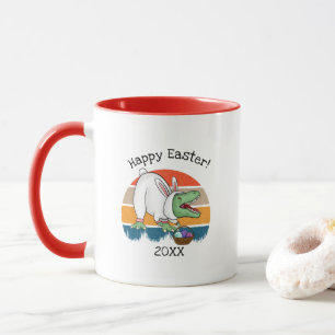 Mug T-Rex rétro pour enfants en costume lapin de Pâque