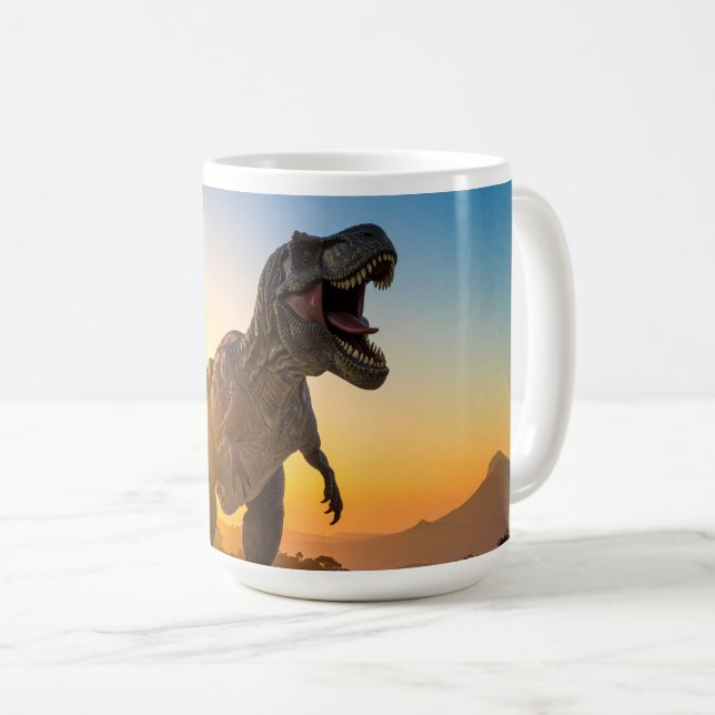 Mug T-Rex Sweatshirt à capuche – Dinosaure Rugissant (Devant droit)