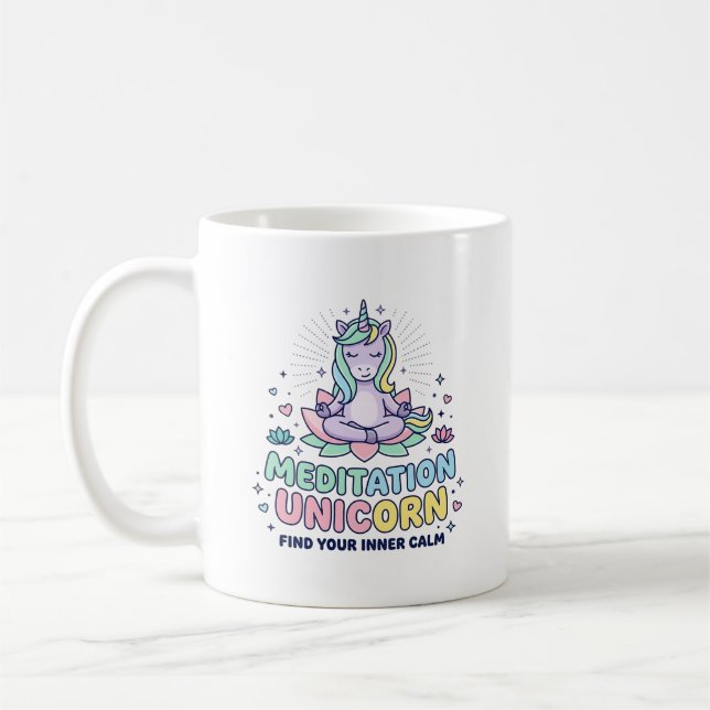 Mug T-shirt à typographie gras Licorne Méditation Lico (Gauche)