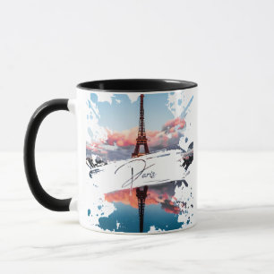 Mug T-Shirt Art Splash Aquarelle Paris   Tour Eiffel 
