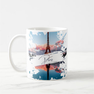 Mug T-Shirt Art Splash Aquarelle Paris   Tour Eiffel 