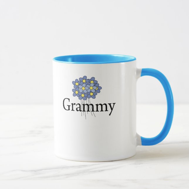 Mug T-shirt assez bleu de Grammy de fleur (Droite)