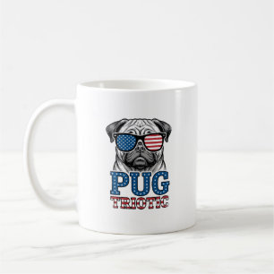 Mug T-shirt avec gravure vintage Pug patriotique_1