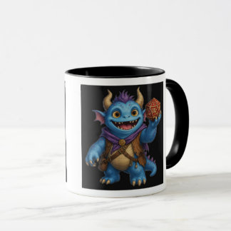 Mug T-shirt avec un mignon monstre de fantaisie tenant