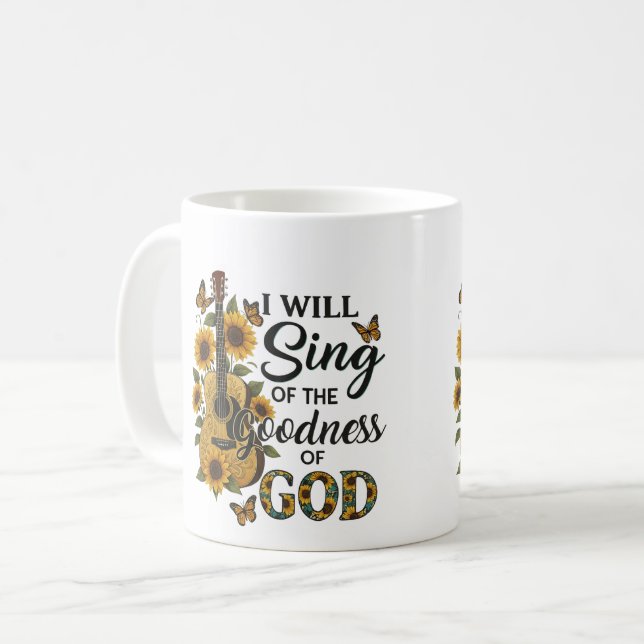 Mug T-shirt chrétien de la Guitare de tournesol (Devant gauche)