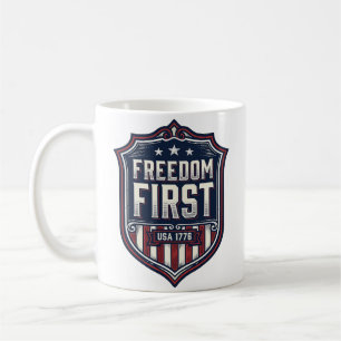 Mug T-Shirt De Bouclier Patriotique Freedom First USA