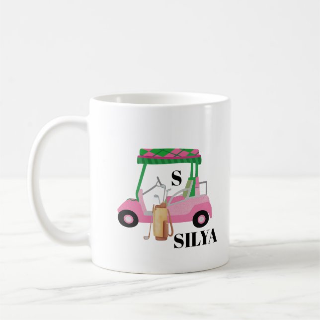 Mug T-shirt de chariot de golf mignon – Été minimal (Gauche)