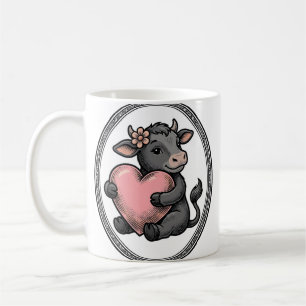 Mug T-shirt de ferme avec gravure vintage de coeur de