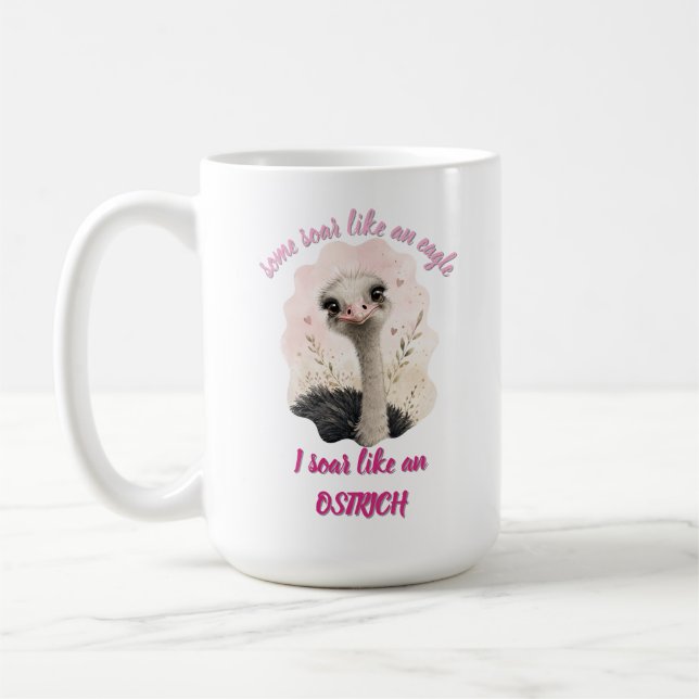 Mug T-shirt de l'animal mignon, Tee d'autruche drôle (Gauche)