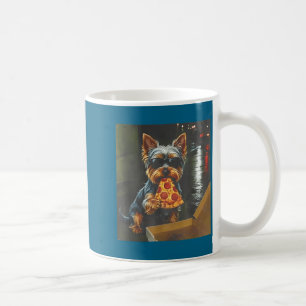 Mug T-shirt drôle Chien mangeant une pizza Yorkie Mème