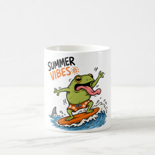 Mug T-shirt drôle de grenouille de surf pour l'été