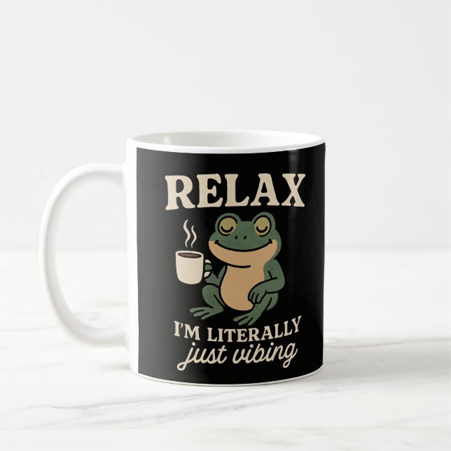Mug T-shirt drôle de grenouille rétro vibant à l'esthé (Gauche)